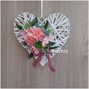 Vessző szív virágokkal - Meska.hu
