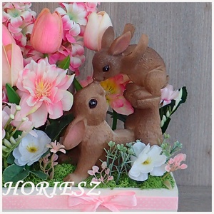 Tavaszi, húsvéti asztaldísz cuki nyuszi párossal - otthon & életmód - dekoráció - asztal és polc dekoráció - asztaldísz - Meska.hu