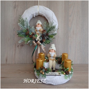 Adventi kötött alapú szett - karácsony - adventi díszek - adventi koszorú - Meska.hu