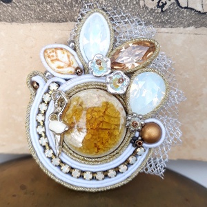 Swarovski sujtas bross, Ékszer, Kitűző és Bross, Kitűző, Ékszerkészítés, Gyöngyfűzés, gyöngyhímzés, Meska