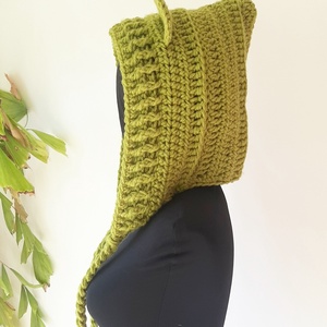 Füles kapucnisapi - almazöld - ruha & divat - sál, sapka, kendő - sapka - Meska.hu