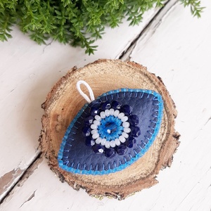 Kulcstartó - Evil eye, Táska & Tok, Kulcstartó & Táskadísz, Kulcstartó, Gyöngyfűzés, gyöngyhímzés, Meska