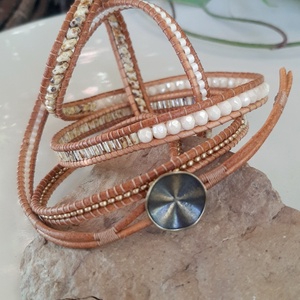 Wrap karkötő - natúr - ékszer - karkötő - gyöngyös karkötő - Meska.hu