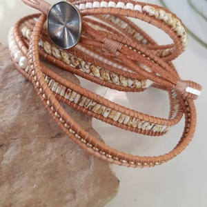 Wrap karkötő - natúr - ékszer - karkötő - gyöngyös karkötő - Meska.hu