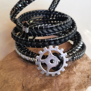 Wrap karkötő - fekete ezüst  - Meska.hu