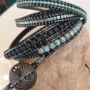 Wrap karkötő - fekete kék - Meska.hu