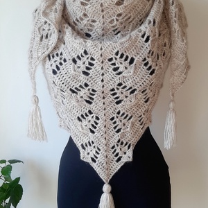 Bézs kendő  - ruha & divat - sál, sapka, kendő - vállkendő - Meska.hu