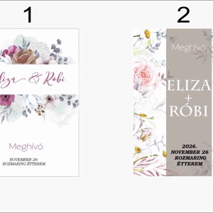 Klasszikus fehér esküvői meghívó virágmintával - esküvő - meghívó & kártya - meghívó - Meska.hu