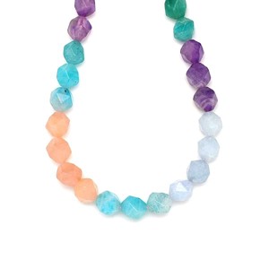 Multi lapcs. akva. amaz. amet. morg. rózsa. 9-10mm ékszerkészítő alapanyag (füzér), Kellékek & szerszámok, Ásvány alapanyag, Ásványfüzér, , MESKA