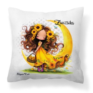 Névvel kérhető - Cuki Napraforgós tündérlány kosárral mintás párna, Otthon & Életmód, Lakástextil, Párna & Párnahuzat, Díszpárna (belsővel együtt), , MESKA