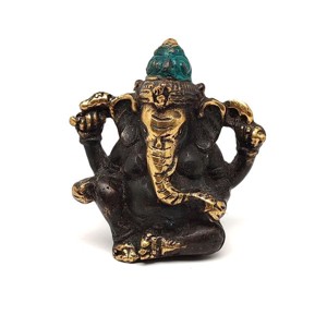 Réz figura Ganesha óarany kék 6,5x6cm, Otthon & Életmód, Dekoráció, Spiritualitás, , MESKA