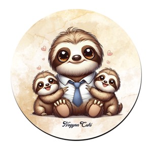 Cuki lajhár Nyakkendős Apa és két gyerek mintás pohár alátét, , , MESKA