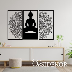 3 részes Buddha Mandala falikép fából - Meska.hu