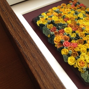 Citromsárga virágtenger - 3D kép süthető gyurmából (S) - otthon & lakás - dekoráció - kép & falikép - Meska.hu