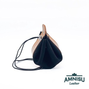 Bézs - gyűrt fekete bőr 2in1 szütyő és kockatálca M3019-8019 - játék & sport - szerepjáték - Meska.hu