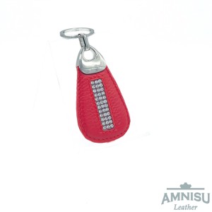 Piros csepp alakú swarovski köves bőr kulcstartó H5017 - Meska.hu