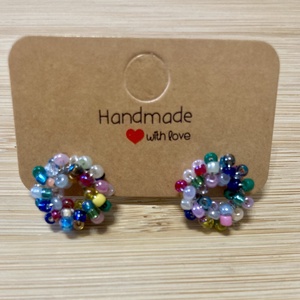 Színes, gyöngy fülbevaló, Ékszer, Fülbevaló, Pötty fülbevaló, Ékszerkészítés, MESKA
