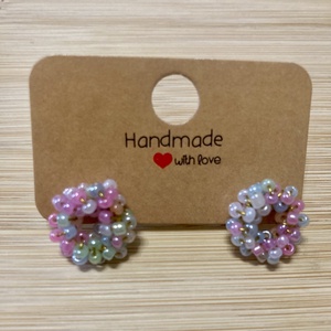 Színes, pasztell, gyöngy fülbevaló , Ékszer, Fülbevaló, Pötty fülbevaló, Gyöngyfűzés, gyöngyhímzés, Ékszerkészítés, MESKA