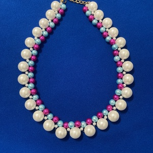 Elegáns, színes, gyöngy nyaklánc, Ékszer, Nyaklánc, Gyöngyös nyaklánc, Ékszerkészítés, Gyöngyfűzés, gyöngyhímzés, MESKA