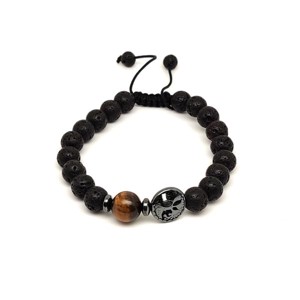 Bazalt életfa karkötő Tigrisszem gyönggyel 8 mm, Ékszer, Karkötő, Ásványkarkötő, , MESKA
