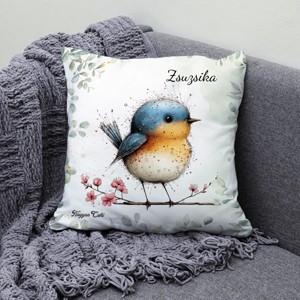 Névvel kérhető - Aranyos kék cinege, a fürge akrobata mintás párna - otthon & életmód - lakástextil - párna & párnahuzat - díszpárna (belsővel együtt) - Meska.hu