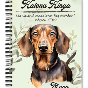 Személyre szabható - Barna rövidszőrű tacskó portré mintás A6-os füzet, Otthon & Életmód, Papír, írószer, Jegyzetfüzet & Napló, , MESKA