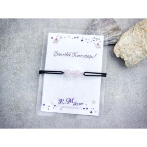 Szeretlek Keresztapa rózsakvarc angyal karkötő, Ékszer, Karkötő, Karkötő medállal, , MESKA