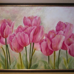 Tulipánok, Olajfestmény, Művészet, Festmény, Olajfestmény, Festészet, MESKA