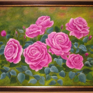 Rózsák , Olajfestmény keretben - Meska.hu