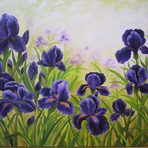 Íriszek tánca , nagy méretű olajfestmény, Művészet, Festmény, Olajfestmény, Festészet, MESKA