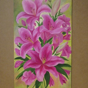 Rózsaszín liliomok , festmény - Meska.hu