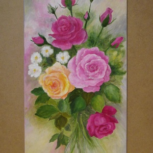 Virágcsokor , festmény, Művészet, Festmény, Akril, Festészet, MESKA