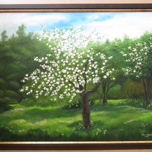 Tavaszi kikelet , olajfestmény keretben, Művészet, Festmény, Olajfestmény, Festészet, MESKA