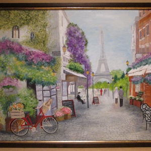 Párizs , Olajfestmény keretben - Meska.hu