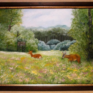 Tavaszi zsongás , Olajfestmény keretben, Művészet, Festmény, Olajfestmény, Festészet, Festett tárgyak, MESKA