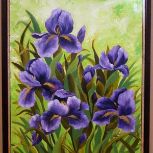 Lila Íriszek , olajfestmény, Művészet, Festmény, Olajfestmény, Festészet, MESKA