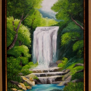 Az erdő mélyén, Olajfestmény keretben, Művészet, Festmény, Olajfestmény, Festészet, Festett tárgyak, MESKA