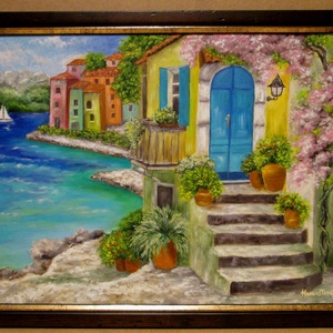 Kék Ajtó , Olajfestmény keretben, Művészet, Festmény, Olajfestmény, Festészet, MESKA