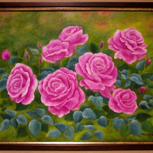 Rózsák , Olajfestmény keretben, Művészet, Festmény, Olajfestmény, Festészet, MESKA