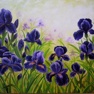 Íriszek tánca , nagy méretű olajfestmény, Művészet, Festmény, Olajfestmény, Festészet, MESKA