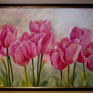Tulipánok, Olajfestmény, Művészet, Festmény, Olajfestmény, Festészet, Festett tárgyak, MESKA