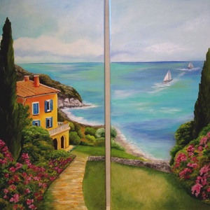 Úton hazafelé, olajfestmény, Művészet, Festmény, Olajfestmény, Festészet, MESKA