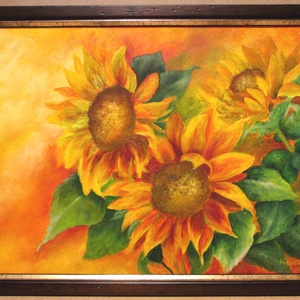 Napraforgók , Olajfestmény, Művészet, Festmény, Olajfestmény, Festészet, MESKA