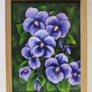 Lila Árvácskák , Olajfestmény keretben, Művészet, Festmény, Olajfestmény, Festészet, Festett tárgyak, MESKA