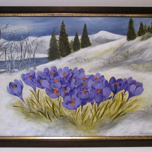 Hóolvadás , Olajfestmény keretben - Meska.hu