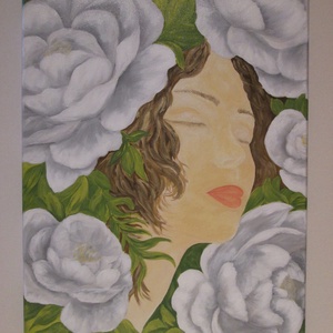 Virágos álom , Festmény, Művészet, Festmény, Akril, Festészet, Festett tárgyak, MESKA