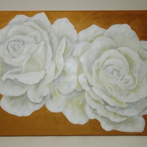 Fehér rózsák , Festmény, Művészet, Festmény, Akril, Festészet, Festett tárgyak, MESKA