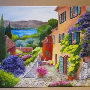 Mediterrán nyár , Olajfestmény - Meska.hu