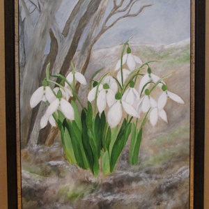 Hóvirágok  , Festmény keretben - Meska.hu