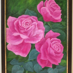 Rózsaszín álom , Rózsák, Olajfestmény keretben, Művészet, Festmény, Olajfestmény, Festészet, Festett tárgyak, Eredeti, kézzel festett, szignózott, saját alkotás, "Rózsaszín álom, Rózsák" című olajfestmény, ker..., MESKA